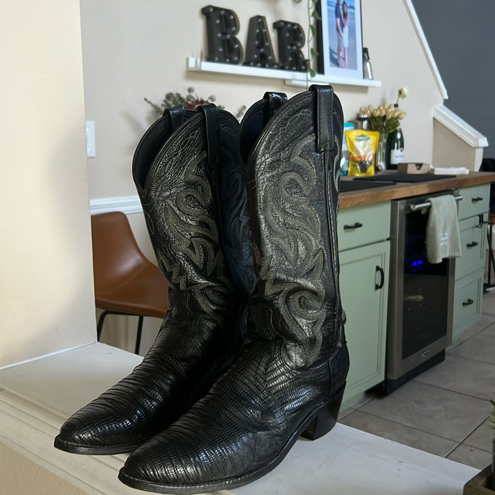 Dan Post Lizard Black Cowboy Boots